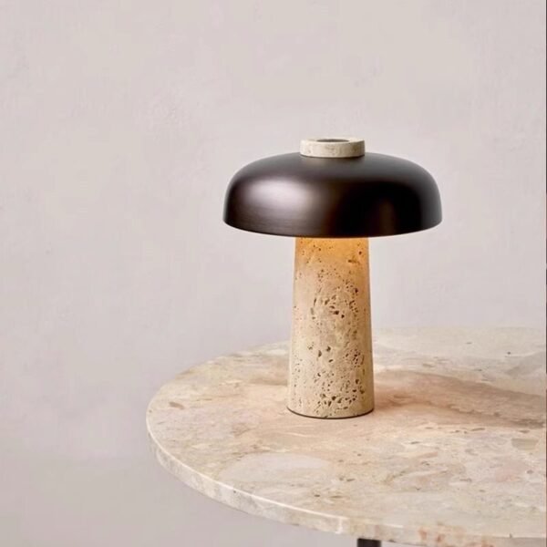 Travertine Mushroom Table Lamp