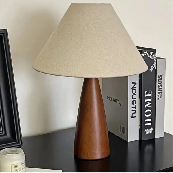 Solid wood fabric table lamp