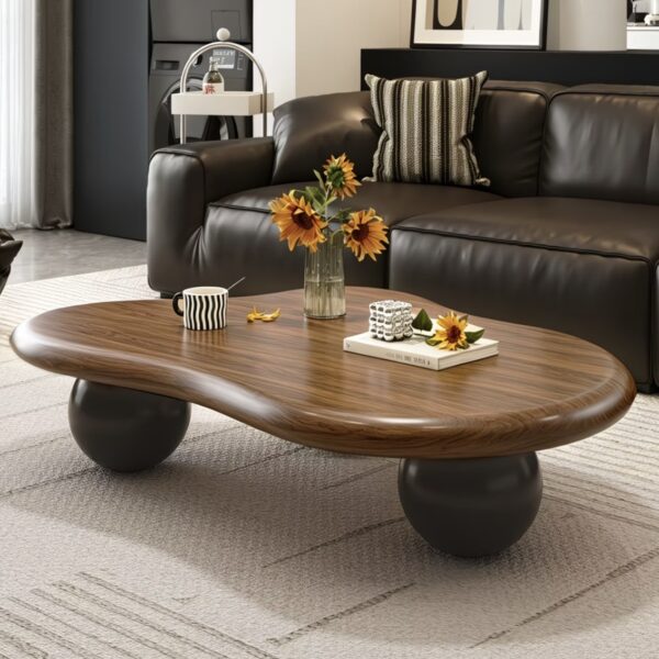 Modern Cloud-Shaped Coffee Table – Walnut color | 2 Sizes